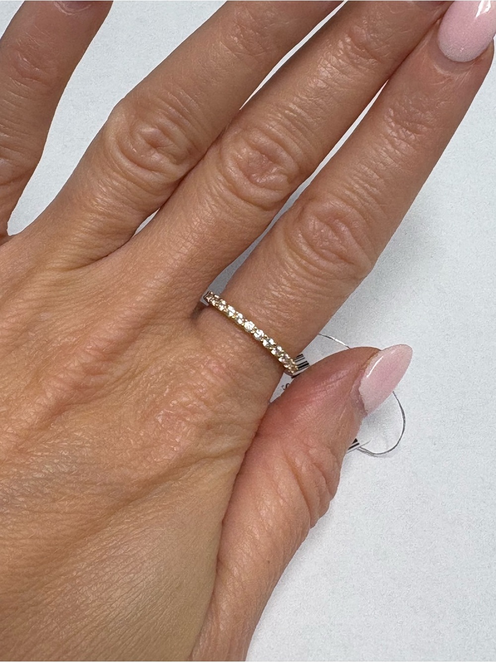 Suzy Levian Sample Thin Yellow Sterling White CZ Stackable Ring NWT Size 7